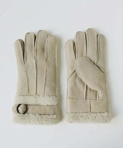 sankyo shokai（サンキョウショウカイ）の「ムートンファー手袋（手袋・レディース・グレイッシュベージュ/キャメル/ブルー/ブラック/モカ/ワイン/ライトベージュ/ウッド/ライラック/ピンク/ブラウン/グレー・FREE）」の18枚目の写真