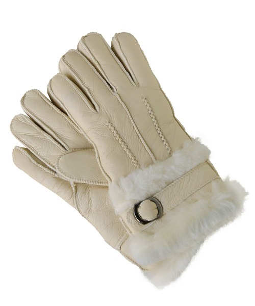 sankyo shokai（サンキョウショウカイ）の「ムートンファー手袋（手袋・レディース・グレイッシュベージュ/キャメル/ブルー/ブラック/モカ/ワイン/ライトベージュ/ウッド/ライラック/ピンク/ブラウン/グレー・FREE）」の17枚目の写真