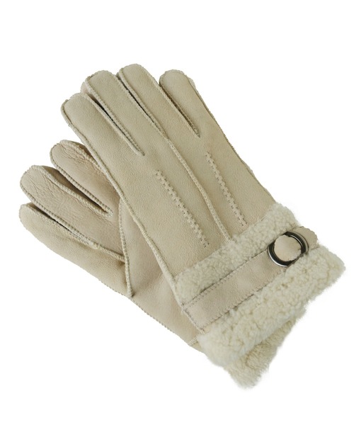 sankyo shokai（サンキョウショウカイ）の「ムートンファー手袋（手袋・レディース・グレイッシュベージュ/キャメル/ブルー/ブラック/モカ/ワイン/ライトベージュ/ウッド/ライラック/ピンク/ブラウン/グレー・FREE）」の16枚目の写真