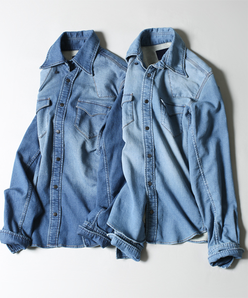 NANO universe（ナノユニバース）の「junhashimoto nano・universe/ ニットデニムVINTAGEシャツ（シャツ/ブラウス・メンズ・ブルー/ネイビー・X-LARGE/SMALL/LARGE/MEDIUM）」の12枚目の写真