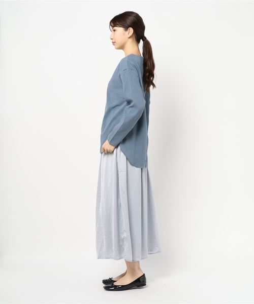 KOBE LETTUCE（コウベレタス）の「［2点セット］フェイクウールトップス+サテンスカートSET（ワンピース・レディース・ベージュ/ブルー系その他/ピンク系その他・FREE）」の4枚目の写真