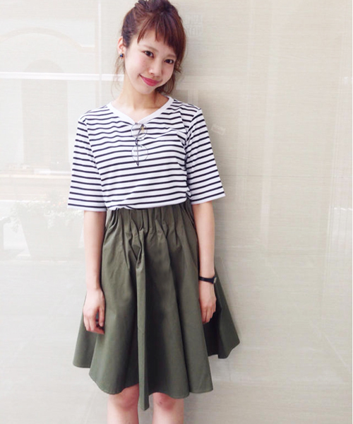 Kastane（カスタネ）の「【Kastane】Wタックスカート（スカート・レディース・ブラック/ベージュ/カーキ/その他1/その他・FREE）」の4枚目の写真