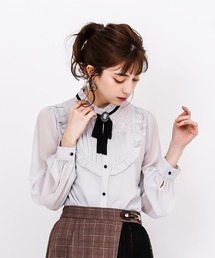 axes femme | リボン付ヨークレースブラウス(シャツ/ブラウス)