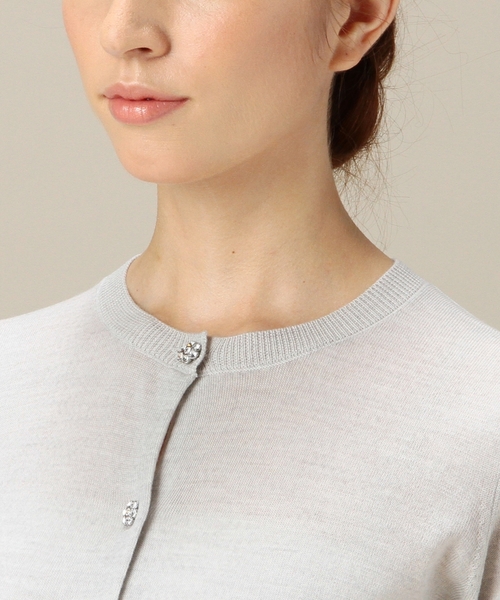 BEAUTY&YOUTH UNITED ARROWS（ビューティーアンドユースユナイテッドアローズ）の「BYTF ビジューボタンカーディガン　◆（カーディガン/ボレロ・レディース・ライトグレー/ベージュ/ネイビー・フリー）」の10枚目の写真