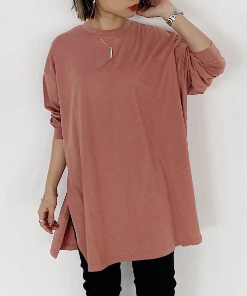 PAGEBOY（ページボーイ）の「サイドスリットBIGロンTEE（Tシャツ/カットソー・レディース・ブラック/オフホワイト/オレンジ・FREE）」の8枚目の写真