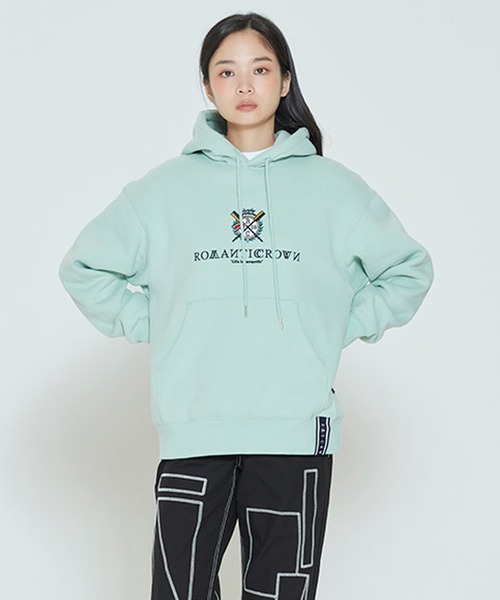 ROMANTIC CROWN(ロマンティッククラウン)の「『ROMANTIC CROWN/ロマンティッククラウン』RMTCRW PADDLING LOGO HOODIE/プルオーバーパーカー(パーカー・レディース・ライトブルー/ブラック/ライトグリーン/アイボリー・M)」の3枚目の写真