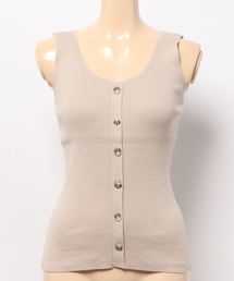 earth music&ecology | フロントボタンリブニットタンク(タンクトップ)