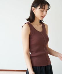 earth music&ecology | フロントボタンリブニットタンク ＊(タンクトップ)