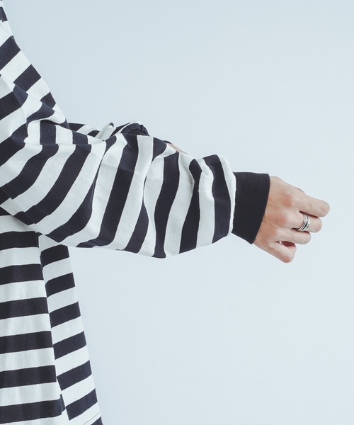 epnok（エプノック）の「オーバーサイズボーダーロンT（Tシャツ/カットソー・メンズ・ブラック・LARGE/MEDIUM）」の5枚目の写真