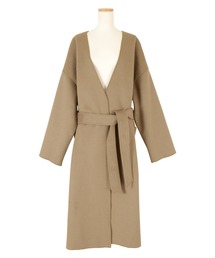 ウールライクノーカラーガウンコート