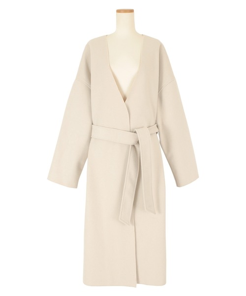 titivate（ティティベイト）の「ｳｰﾙﾗｲｸﾉｰｶﾗｰｶﾞｳﾝｺｰﾄ（ノーカラーコート・レディース・ホワイト系その他/グレイッシュベージュ/グリーン・S/M）」の14枚目の写真