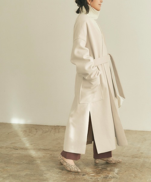 titivate（ティティベイト）の「ｳｰﾙﾗｲｸﾉｰｶﾗｰｶﾞｳﾝｺｰﾄ（ノーカラーコート・レディース・ホワイト系その他/グレイッシュベージュ/グリーン・S/M）」の21枚目の写真