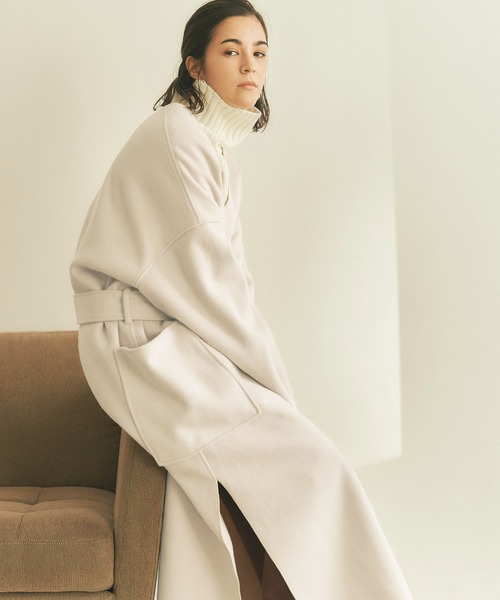 titivate（ティティベイト）の「ｳｰﾙﾗｲｸﾉｰｶﾗｰｶﾞｳﾝｺｰﾄ（ノーカラーコート・レディース・ホワイト系その他/グレイッシュベージュ/グリーン・S/M）」の19枚目の写真