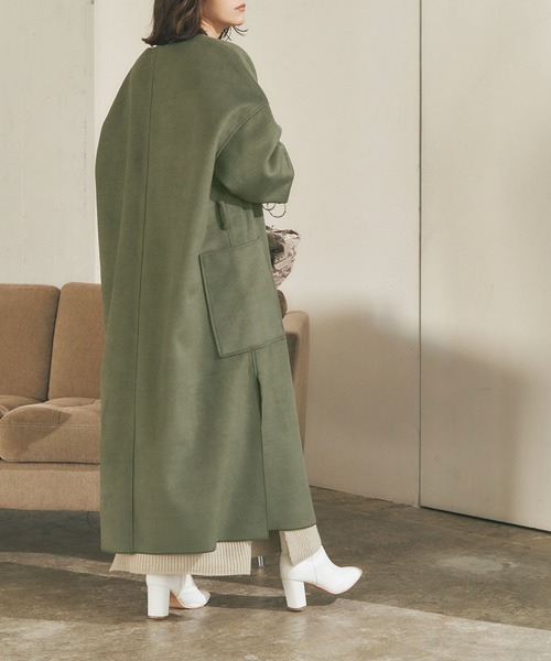 titivate（ティティベイト）の「ｳｰﾙﾗｲｸﾉｰｶﾗｰｶﾞｳﾝｺｰﾄ（ノーカラーコート・レディース・ホワイト系その他/グレイッシュベージュ/グリーン・S/M）」の15枚目の写真