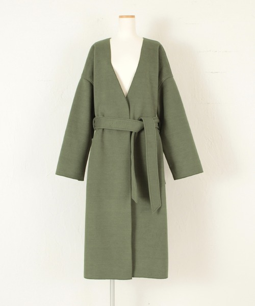 titivate（ティティベイト）の「ｳｰﾙﾗｲｸﾉｰｶﾗｰｶﾞｳﾝｺｰﾄ（ノーカラーコート・レディース・ホワイト系その他/グレイッシュベージュ/グリーン・S/M）」の22枚目の写真