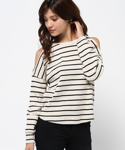 VENCEEXCHANGE（ヴァンスエクスチェンジ）の「オフショルプルオーバー（Tシャツ/カットソー・レディース・ブラック/その他/その他1/ホワイト/グレー/ネイビー・MEDIUM）」の2枚目の写真