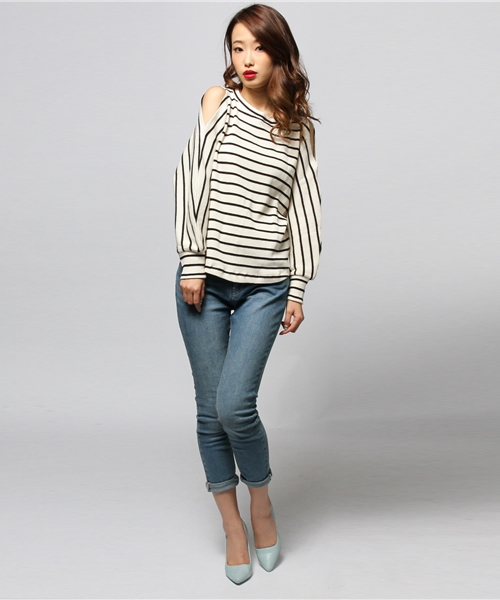 VENCEEXCHANGE（ヴァンスエクスチェンジ）の「オフショルプルオーバー（Tシャツ/カットソー・レディース・ブラック/その他/その他1/ホワイト/グレー/ネイビー・MEDIUM）」の10枚目の写真