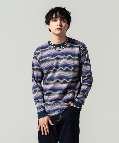 glamb(グラム)の「Ombre border knit / オンブレボーダーニット(ニット/セーター・メンズ・レッド/ブラック/ブルー・M/L/S)」の2枚目の写真