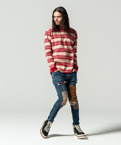 glamb(グラム)の「Ombre border knit / オンブレボーダーニット(ニット/セーター・メンズ・レッド/ブラック/ブルー・M/L/S)」の16枚目の写真