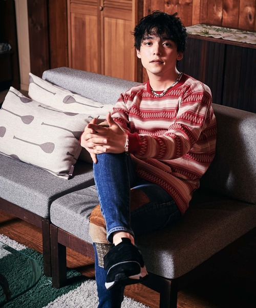 glamb(グラム)の「Ombre border knit / オンブレボーダーニット(ニット/セーター・メンズ・レッド/ブラック/ブルー・M/L/S)」の20枚目の写真