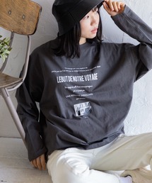 メッセージロゴプリント長袖Tシャツ