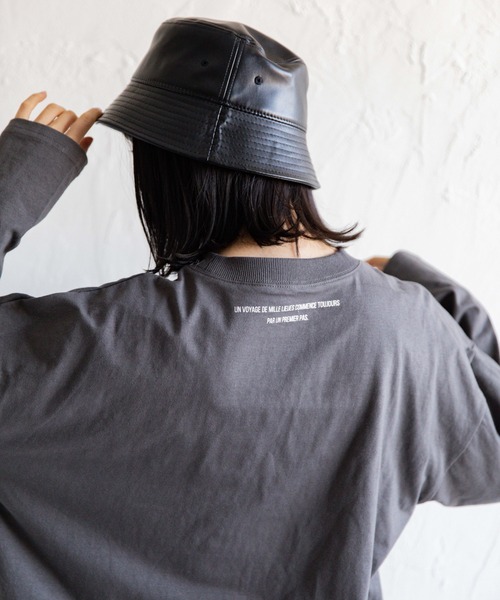 Mysa&Liina（ミーサリーナ）の「メッセージロゴプリント長袖Tシャツ（Tシャツ/カットソー・レディース・ベージュ/オフホワイト/ブラック・M）」の7枚目の写真