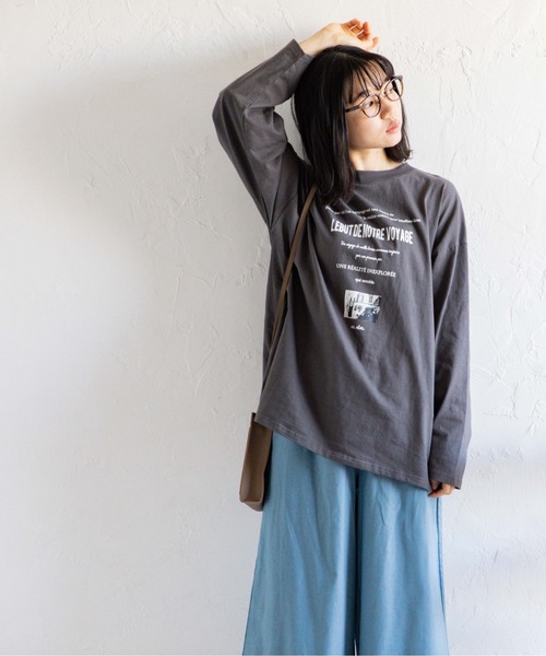 Mysa&Liina（ミーサリーナ）の「メッセージロゴプリント長袖Tシャツ（Tシャツ/カットソー・レディース・ベージュ/オフホワイト/ブラック・M）」の21枚目の写真