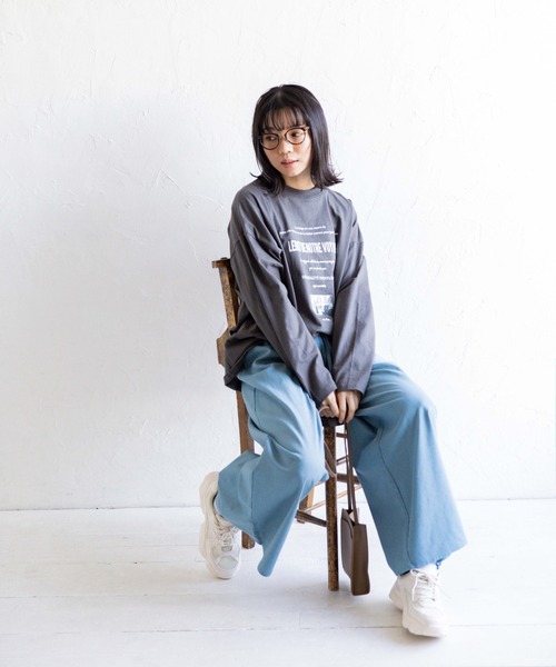 Mysa&Liina（ミーサリーナ）の「メッセージロゴプリント長袖Tシャツ（Tシャツ/カットソー・レディース・ベージュ/オフホワイト/ブラック・M）」の9枚目の写真