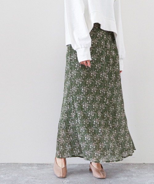 archives（アルシーヴ）の「楊柳フラワーミディフレアスカート（スカート・レディース・ブラック/ブラウン/オフホワイト/グリーン・MEDIUM）」の12枚目の写真
