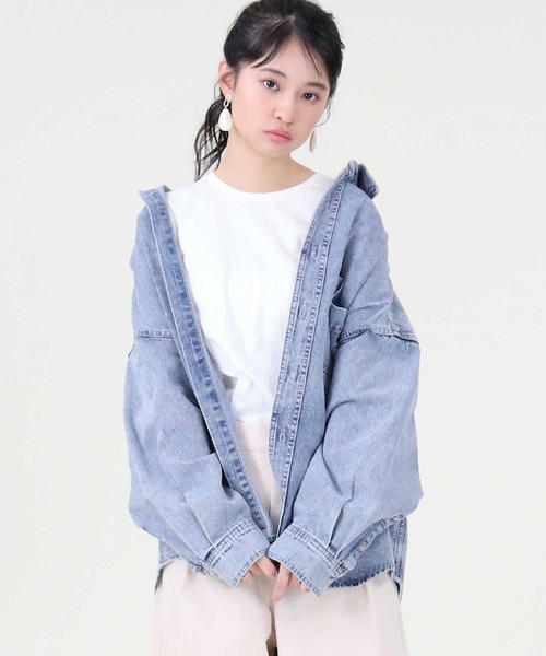 RAG MACHINE（ラグマシーン）の「【RAG MACHINE】デニムシャツアウター（シャツ/ブラウス・レディース・ダークインディゴブルー/ネイビー・L/M）」の2枚目の写真