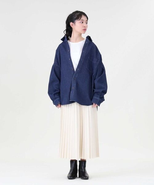 RAG MACHINE（ラグマシーン）の「【RAG MACHINE】デニムシャツアウター（シャツ/ブラウス・レディース・ダークインディゴブルー/ネイビー・L/M）」の11枚目の写真