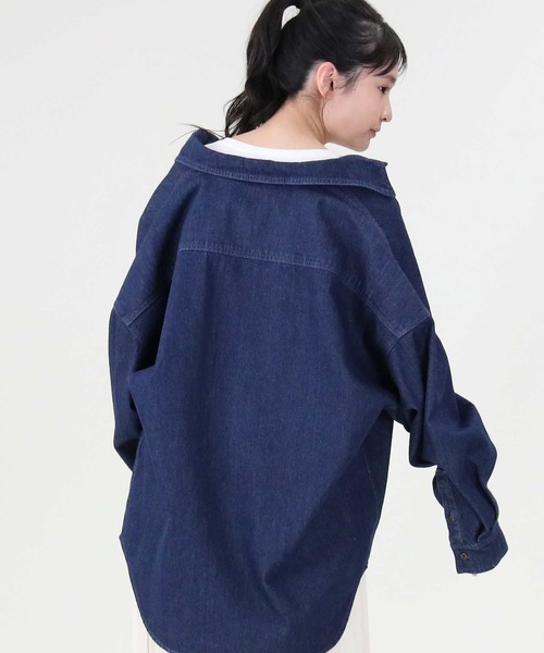RAG MACHINE（ラグマシーン）の「【RAG MACHINE】デニムシャツアウター（シャツ/ブラウス・レディース・ダークインディゴブルー/ネイビー・L/M）」の14枚目の写真
