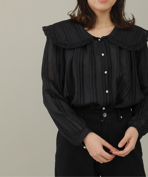 sakishimatokyo（サキシマトーキョー）の「【ZOZO限定】サキシマamp「エリノフロントタックビックカラーデザインブラウス」（シャツ/ブラウス・レディース・ブラック/ベージュ/ホワイト・FREE）」の2枚目の写真