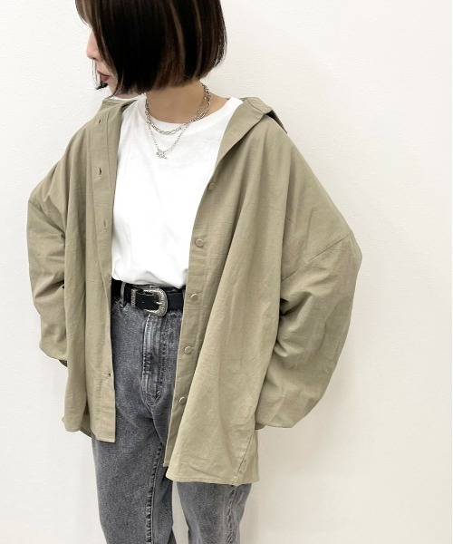 apres jour mignon（アプレジュールミニョン）の「BIGルーズシャツ【ZOZOTOWN限定アイテム】（シャツ/ブラウス・レディース・アイボリー/ベージュ/カーキ・X-LARGE/フリー）」の21枚目の写真