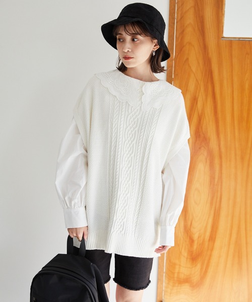 Heather(ヘザー)の「レースバケットハット 934637(ハット・レディース・ホワイト/ブラック・ONE SIZE)」の3枚目の写真