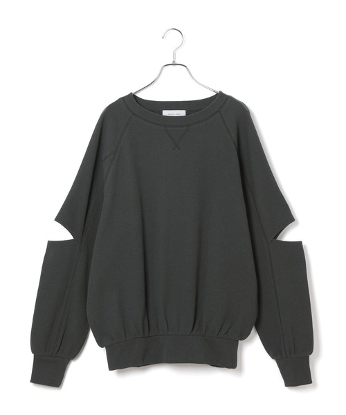 ADAM ET ROPE'(アダムエロペ)の「オープンアームプルオーバー(スウェット・レディース・チャコールグレー/ホワイト・FREE)」の7枚目の写真