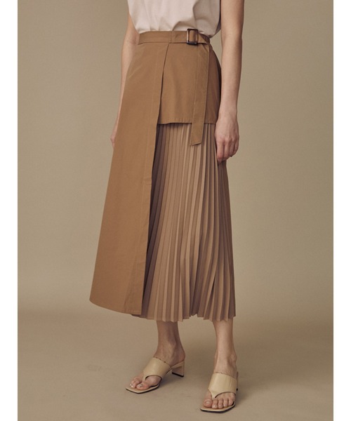 COTORICA（コトリカ）の「サイドプリーツ切替スカート【セットアップ対応】（スカート・レディース・オリーブ/ネイビー/ブラウン・FREE）」の2枚目の写真