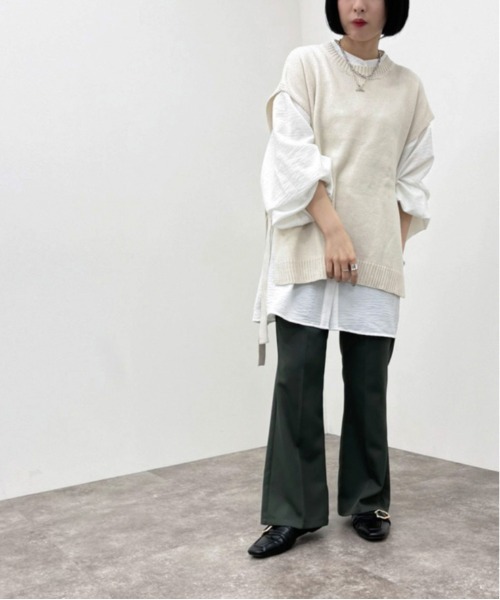 apres jour mignon（アプレジュールミニョン）の「サイドリボンニットベスト【ZOZOTOWN限定アイテム】（ベスト・レディース・カーキ/ブラック/アイボリー・フリー/X-LARGE）」の7枚目の写真