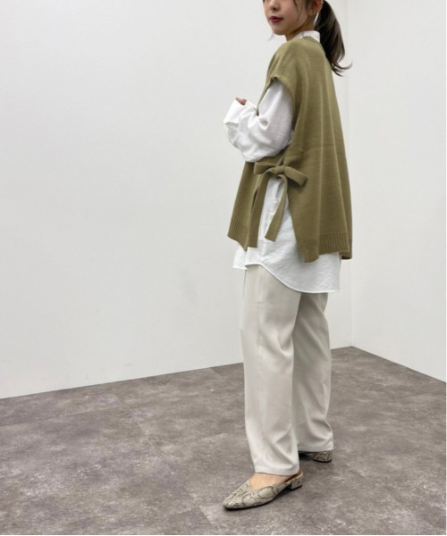 shiOri様5点❤️A11157 rienda♡ほぼ未使用 スクエアニットリブ shoulderリボンタイトリブニットワンピース[品番：MKSW0061361