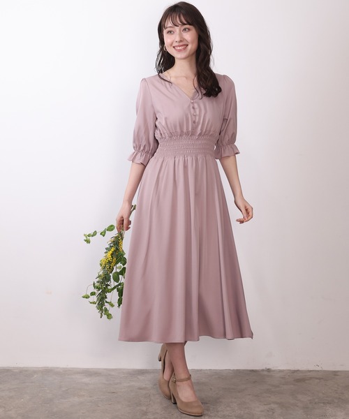 ネックウエストゴムシャーリングワンピース ワンピース Astoria Odier アストリアオディール のファッション Astoria