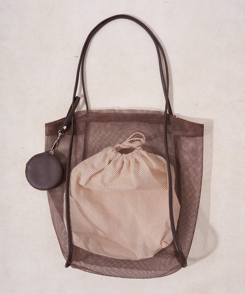 DISCOAT(ディスコート)の「パイピングメッシュトートバッグ(トートバッグ・レディース・ブラック/ブラウン/ベージュ・FREE)」の8枚目の写真