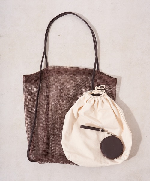 DISCOAT(ディスコート)の「パイピングメッシュトートバッグ(トートバッグ・レディース・ブラック/ブラウン/ベージュ・FREE)」の13枚目の写真