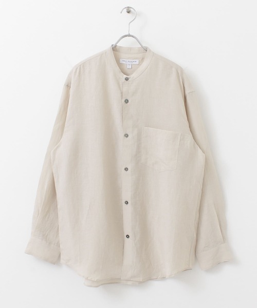 URBAN RESEARCH（アーバンリサーチ）の「ドレープリネンバンドカラーシャツ（シャツ/ブラウス・メンズ・ブラウン/ライトベージュ/ブラック系その他・LARGE/MEDIUM）」の11枚目の写真