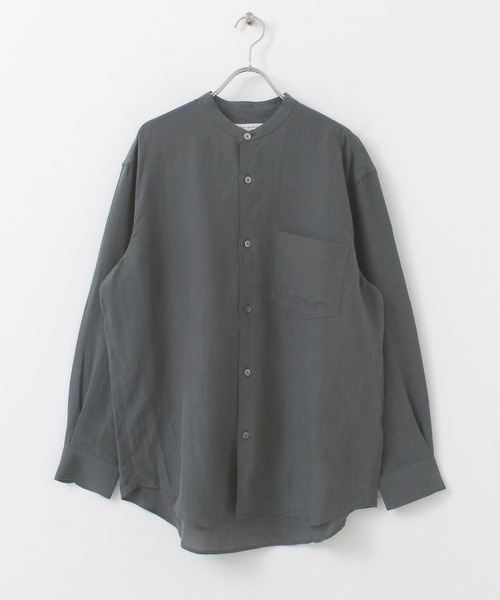 URBAN RESEARCH（アーバンリサーチ）の「ドレープリネンバンドカラーシャツ（シャツ/ブラウス・メンズ・ブラウン/ライトベージュ/ブラック系その他・LARGE/MEDIUM）」の12枚目の写真