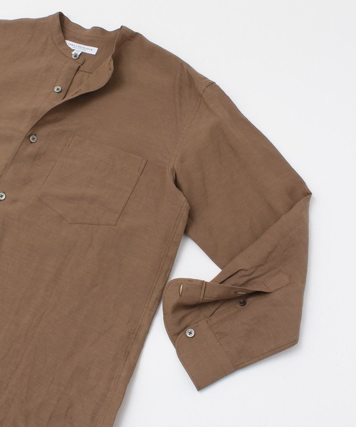 URBAN RESEARCH（アーバンリサーチ）の「ドレープリネンバンドカラーシャツ（シャツ/ブラウス・メンズ・ブラウン/ライトベージュ/ブラック系その他・LARGE/MEDIUM）」の14枚目の写真