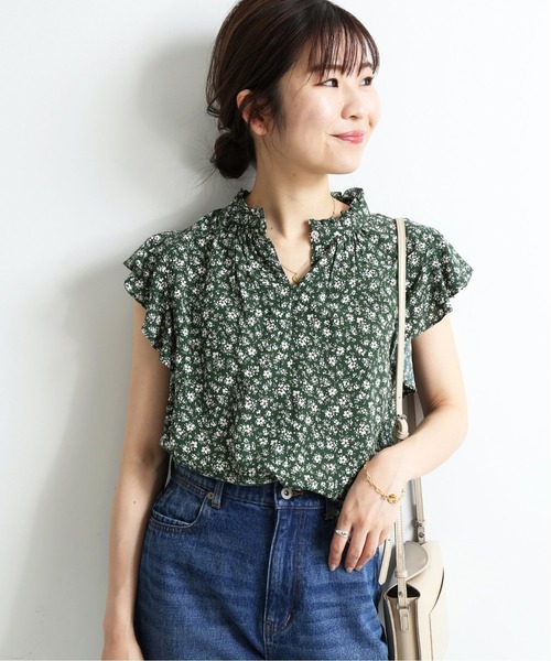 スローブイエナ　Scatter Flower フリルスリーブブラウス SLOBE IENA（スローブイエナ）の「Scatter Flower フリル