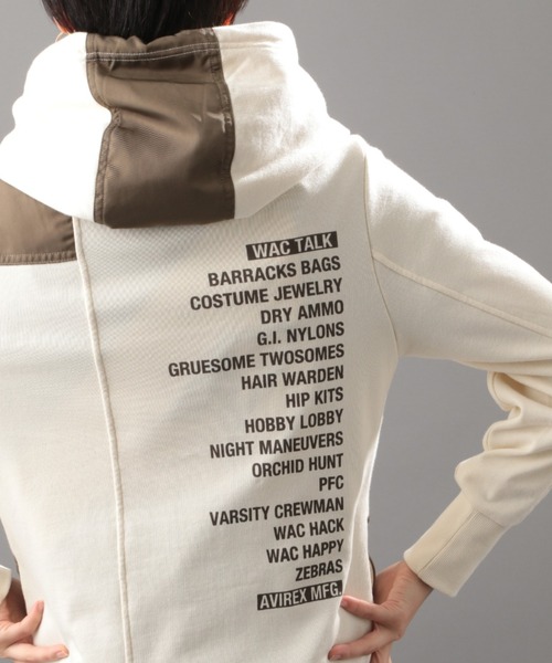 AVIREX(アヴィレックス)の「ステンシルコンビジップパーカー/ STENCIL COMBI ZIP PARKA(パーカー・レディース・ブラック/アイボリー・SMALL/MEDIUM)」の16枚目の写真