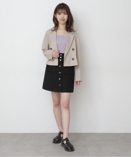 FREE'S MART（フリーズマート）の「【Sシリーズ対応】フロントボタンハイウエストミニスカート（スカート・レディース・ブラック/ベージュ/ライトグリーン・SMALL/MEDIUM）」の7枚目の写真