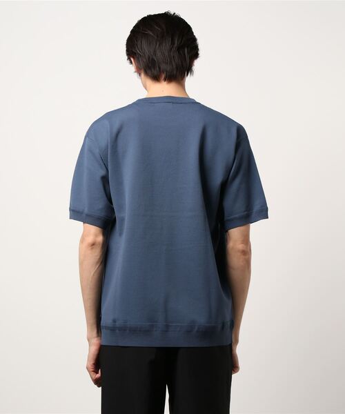 PLUS ONE（プラスワン）の「【PLUS ONE】ウォッシャブルニットTシャツ（Tシャツ/カットソー・メンズ・オフホワイト/ベージュ/ブルー/ブラック/その他1/ブラック×ホワイト・M/L/XL）」の8枚目の写真