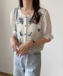 【 6 pattern 】レースかぎ編み刺繍カーディガン